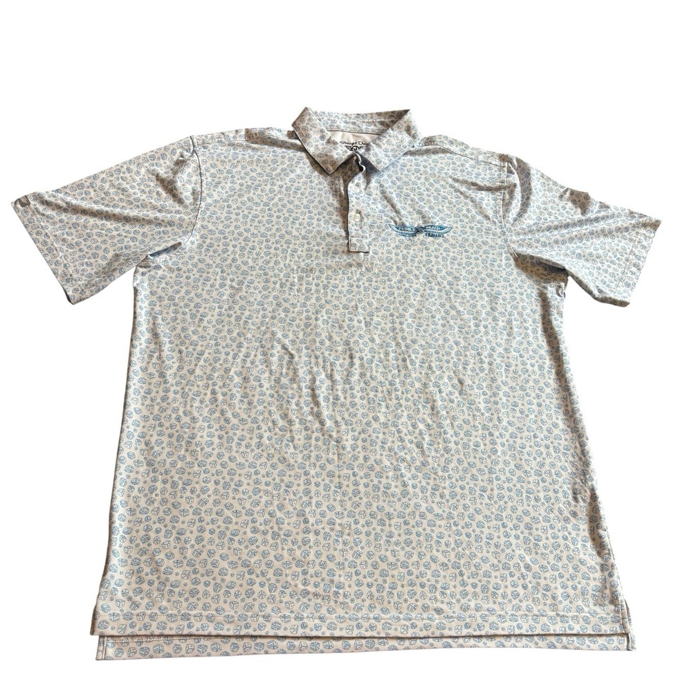 Straight Down Golf Polo Dice All Over Print Blue‎ White Mens XL Performance AOP
